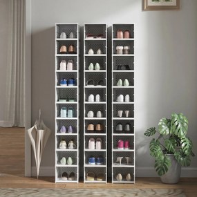 HOMCOM Pantofar Pliabil Slim, Modular, cu 10 Cutii pentru Pantofi, Economisire Spațiu, Fără Montaj, Alb | Aosom Romania
