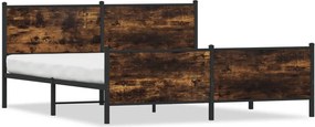 vidaXL Cadru pat metalic fără saltea, stejar fumuriu, 200x200 cm