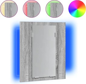 vidaXL Dulap cu oglindă cu LED de baie, gri sonoma, 40x12x45 cm, lemn