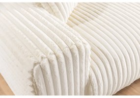 Colțar crem extensibil, cu spațiu de depozitare, cu tapițerie din catifea reiată (cu colț pe partea dreaptă) Sarina – Ropez