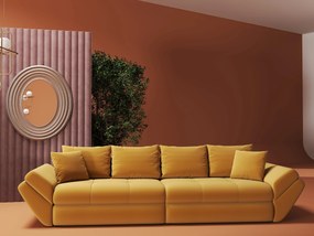 Canapea extensibilă dumonde cu ladă de depozitare si sezut confortabil din spuma high-density, Loana Royal Mustar 300x100 cm