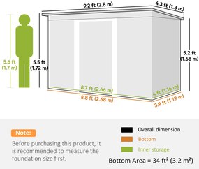 Outsunny Casuta pentru unelte de gradina, 277x130x173cm, verde | Aosom Romania