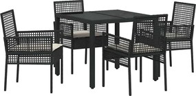 vidaXL Set de masă pentru grădină 5 pcs Negru poliratan