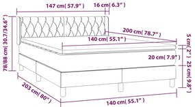 Pat box spring cu saltea, gri inchis, 140x200 cm, textil Morke gra, 140 x 200 cm, Design cu nasturi