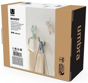 Cârlige 3 buc. de montat pe perete din plastic Buddy – Umbra