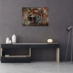 Tablou pe sticlă - Tigru din Cărămizi (70x50 cm)