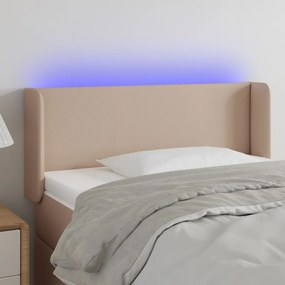 3123045 vidaXL Tăblie de pat cu LED, cappuccino 103x16x78/88cm piele ecologică