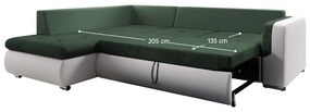 Canapea extensibilă, alb/verde, stânga, FURUD L ROH