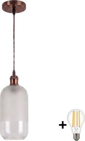 Brilagi - Pendul LED suspendat pe cablu RETRO GLASS 1xE27/60W/230V Ø 14 cm cupru/alb