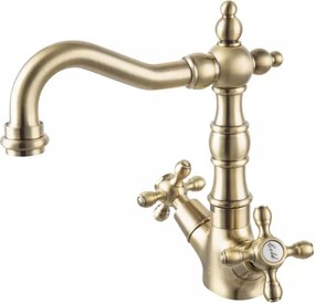 Baterie bucatarie FDesign Lacrima dubla comanda bronz periat