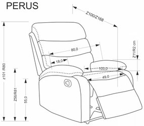 Fotoliu Perus piele ecologica bej H101 cm