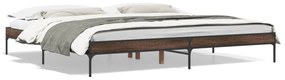 845000 vidaXL Cadru de pat, stejar maro, 200x200 cm, lemn prelucrat și metal