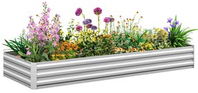 Outsunny Pat de Grădină Ridicat din Metal, Suport pentru Plante, Ierburi și Flori, Argintiu | Aosom Romania