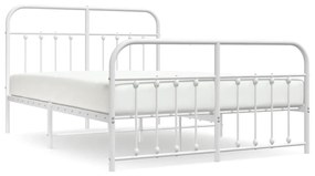 352644 vidaXL Cadru de pat metalic cu tăblie, alb, 135x190 cm