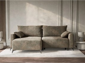 Colțar maro extensibil/cu spațiu de depozitare cu tapițerie din chenille (cu colț pe partea stângă/cu șezlong) Leon – Maison de Rêve