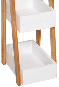 Raft cu 3 etajere Dulapior pentru baie cu economisire spatiu si multifunctional din lemn MDF si bambus 21x30x81cm, Alb HOMCOM | Aosom RO