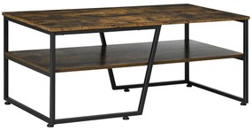 HOMCOM Masă de cafea rectangulară de stil industrial cu 1 blat și 1 raft de depozitare din metal 106 x 55 x 45 cm | Aosom Romania