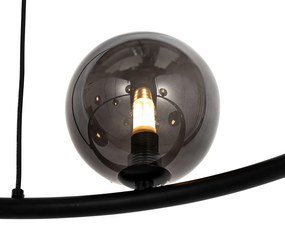 Lampă suspendată neagră cu sticlă fumurie rotundă cu 8 lumini - Monaco