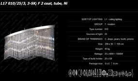 Lustra moderna cristal Bohemia, L-200cm L17 010/25/3, 3-SK, F 2 coat, tube