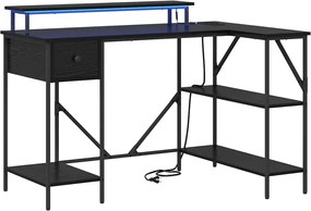 vidaXL Birou cu sertar Stejar Negru 120 x 79 x 86,5 cm Lemn compozit