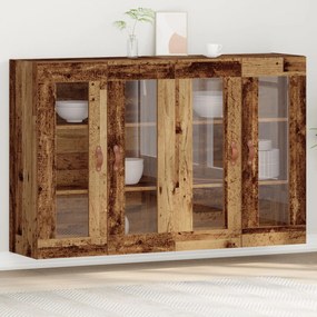 vidaXL Dulap montat pe perete 2 pcs Lemn vechi 69.5 x 34 x 90 cm