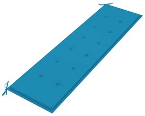 Banca de gradina, cu perna albastra, 175 cm, lemn masiv de tec albastru, 175 cm, 1