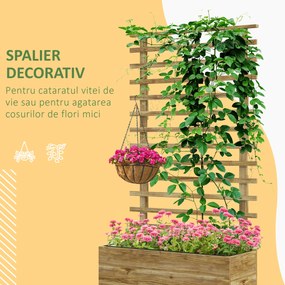 Outsunny Jardiniera inaltata verticala cu 4 roti si suport pentru plantele cataratoare, din  lemn de brad, 76x30x155cm, alb | Aosom Romania