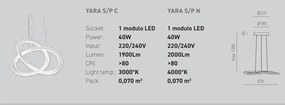 Lustra LED suspendata diametru 57cm YARA 3000K sau 4000K