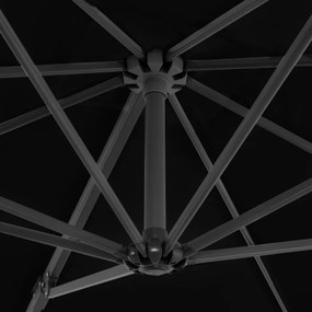 Umbrela suspendata cu stalp din aluminiu, negru, 250x250 cm Negru, 250 x 250 cm