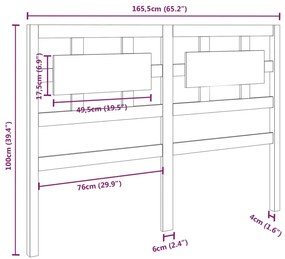 Tablie de pat, gri, 165,5x4x100 cm, lemn masiv de pin Gri, 165.5 x 4 x 100 cm, 1