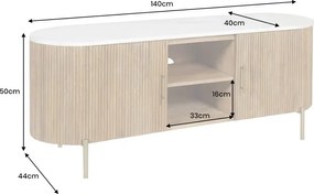 Comoda TV lemn de mango, marmura alba TRES CHIC 140cm