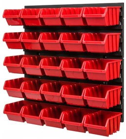 Perete pentru unelte 39x39cm + 25 cutii RED
