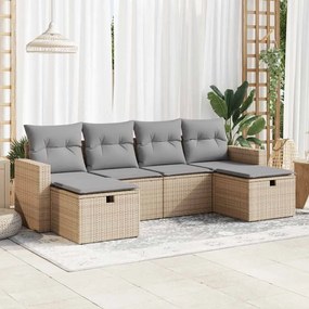 vidaXL Set canapele de grădină cu perne, 6 piese, bej, poliratan