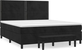 vidaXL Pat box spring cu saltea, negru, 180x200 cm, catifea