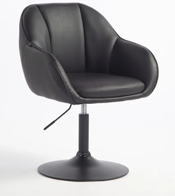HR2055N Scaun Neagră din Piele Ecologica cu Bază Neagră