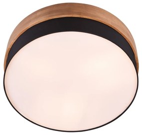Plafonieră neagră/în culoare naturală cu abajur textil Seasons – Trio