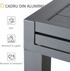 Masa de Gradina Extensibila Outsunny pentru 8-10 Persoane cu Structura din Aluminiu, 135-270x90x75cm, Gri | Aosom Romania