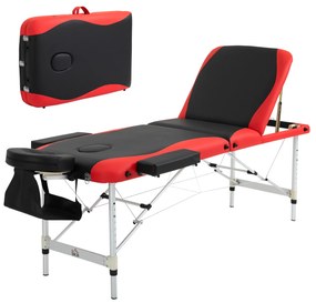 HOMCOM Pat de Masaj Pliabil cu Înălțime Reglabilă din Aluminiu și Plastic, 215x60x61-84 cm, Negru | Aosom Romania