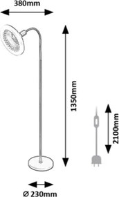 Lampă LED de podea cu ventilator Rabalux 74031, 1xE27/16W/230V