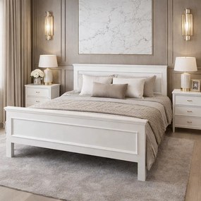 Pat matrimonial 180x200 cm, din lemn masiv de pin