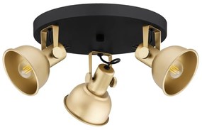 Plafoniera cu 3 spoturi directionabile design modern Lenora auriu, negru
