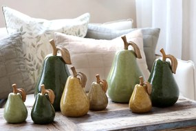 Decorațiune din ceramică în formă de pară galben cald, H18,5 cm, Ø11,5 cm