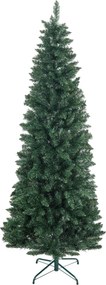 HOMCOM Brad Artificial de Crăciun cu 687 Ramuri, Brad de Crăciun Înalt și Îngust cu Bază Pliabilă, Ø75x210 cm, Verde | Aosom Romania