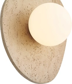 Lampă de perete Japandi din piatră naturală organică cu sticlă opală - Josie