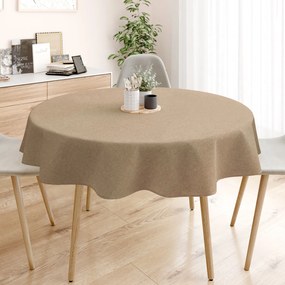 Goldea față de masă decorativă loneta - cafea natural - rotundă Ø 130 cm