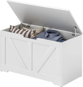 HOMCOM Cufăr de depozitare, banc de depozitare cu capac rabatabil și balamale de siguranță, 80 x 40 x 45 cm, alb | Aosom Romania