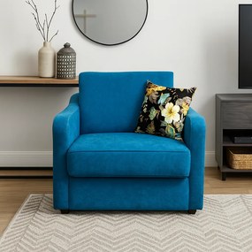 Fotoliu SAMY extensibil, cu lada de depozitare, albastru , cadru metalic, 103x100x92 Stofa, Albastru