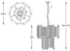 Lustră pe lanț Zuma Line P0528-08A-F4AC SERGIO 8xE14/60W/230V argintiu