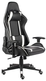 vidaXL Scaun de jocuri pivotant, alb, PVC
