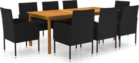vidaXL Set mobilier de grădină, 9 piese, negru